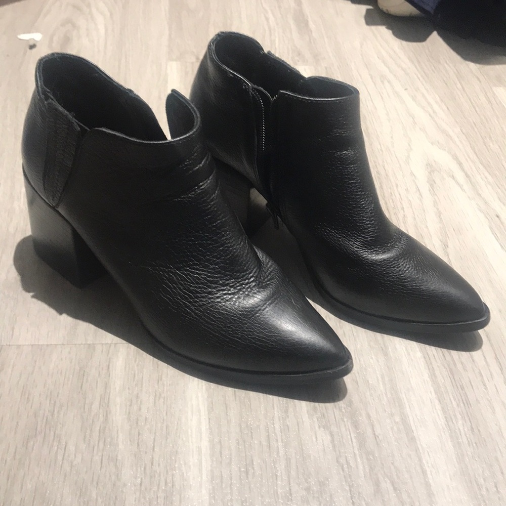 Black leather Victory booties — as seen on Lulus!
